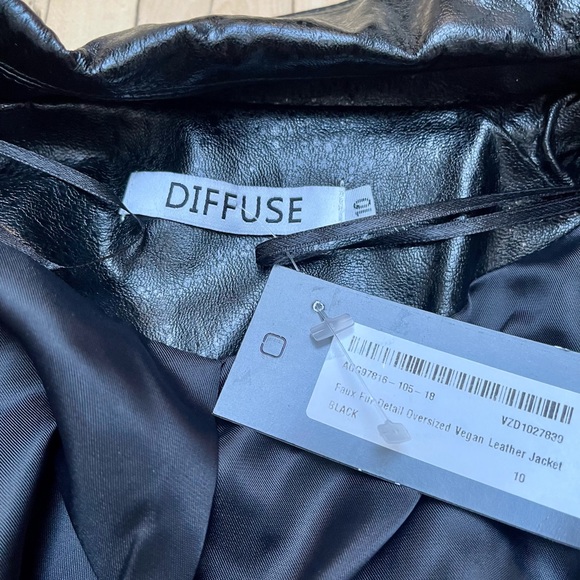 Vegan leather jacket with fur detail - Picture 5 of 6